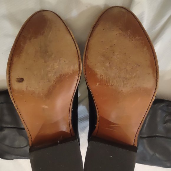 ROAD WOLF VINTAGE BLACK LEATHER METAL TIP WOMAN'S PULL ON COWBOY BOOTS SIZE 8.5 - Picture 11 of 14